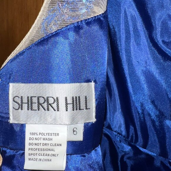 Sherri Hill Blue Cap Sleeve Cocktail Homecoming Dress - Picture 4 of 5